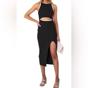 Never Worn Knit Midi Black and White Dress